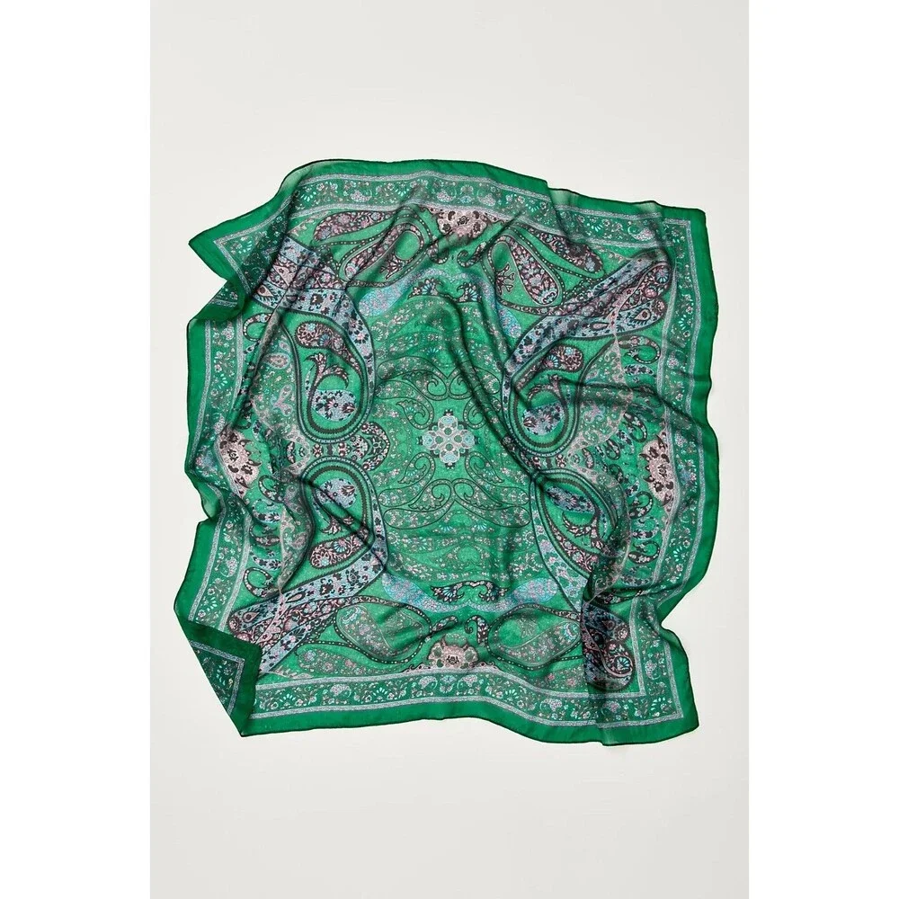 Free People So Silk Printed Bandana Scarf Tube Top Belt Floral Paisley Wrap OS